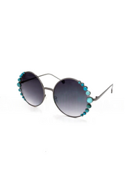 Chic Black Sunglasses with Hand-Applied Faux Turquoise Detailing