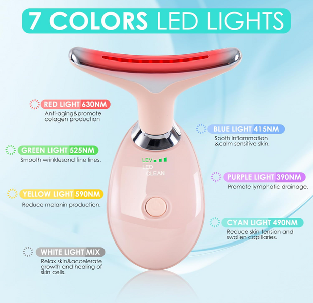 Ultimate 7-Color Facial Sculpting Wand with Red-Light Therapy – Rechargeable Face & Neck Massager for Glowing, Youthful Skin!