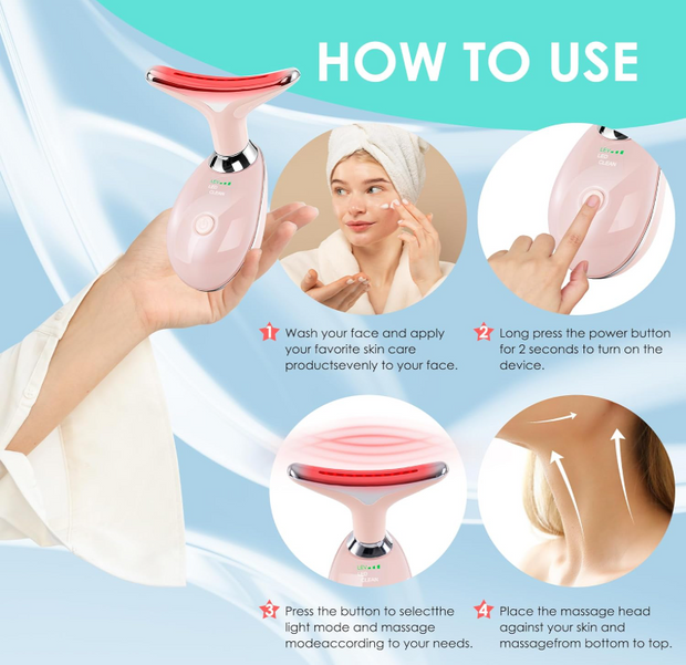 Ultimate 7-Color Facial Sculpting Wand with Red-Light Therapy – Rechargeable Face & Neck Massager for Glowing, Youthful Skin!
